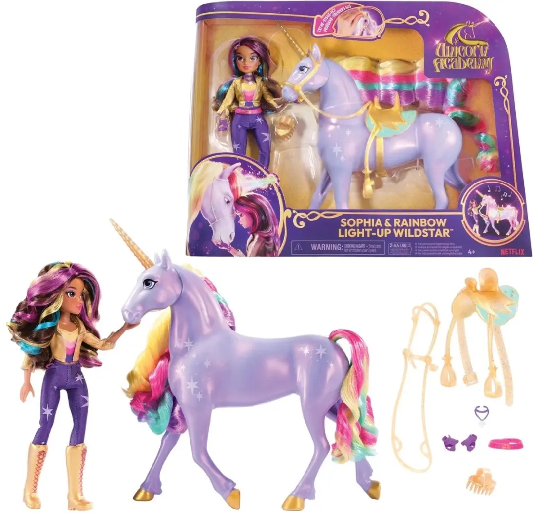 Unicorn Academy Sophia & Regenboog Lichtmagie Wildstar Modepop - 2x AA