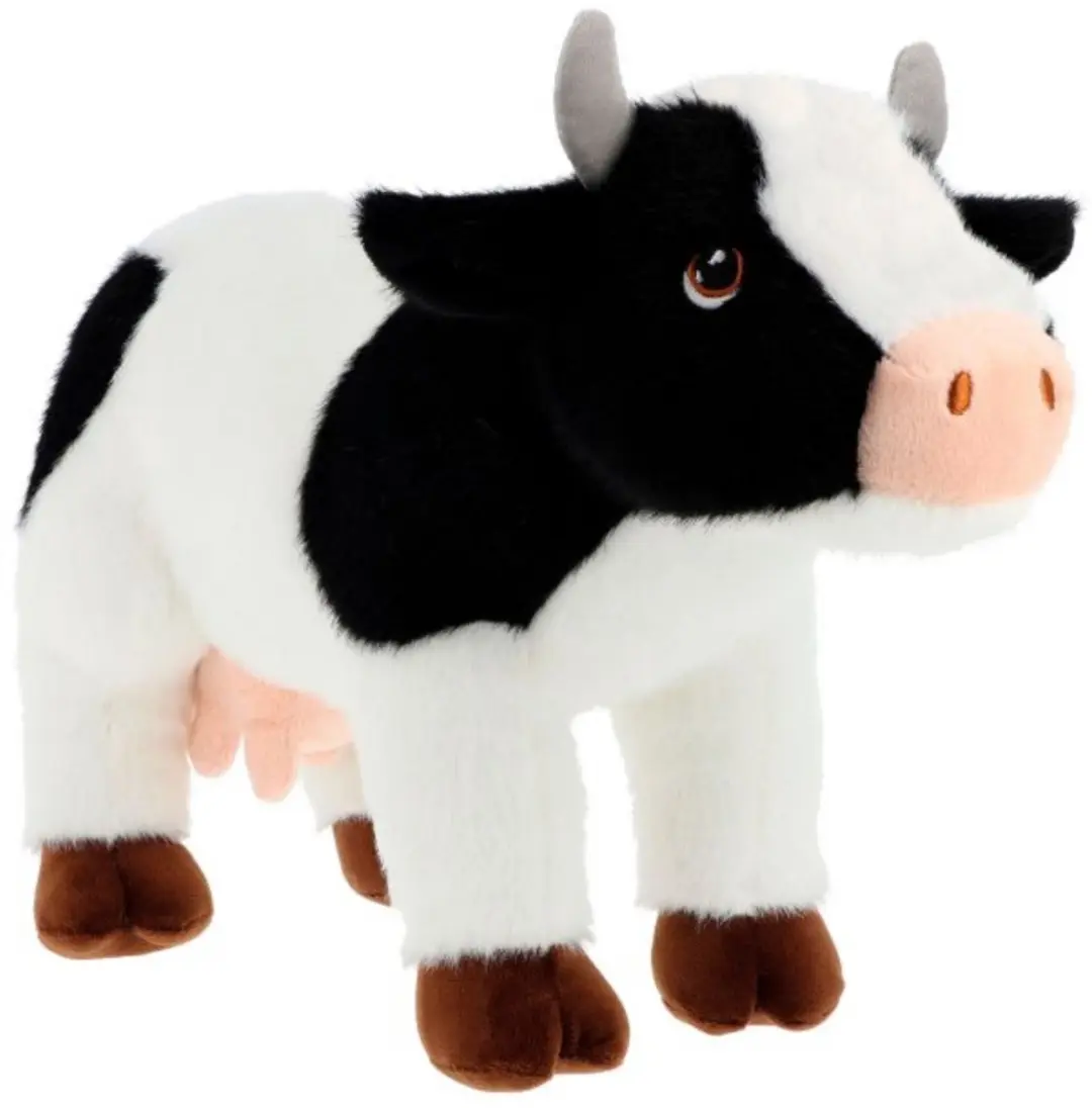 Keel Toys Pluche Koe - Zwart/Wit - Staand - 30cm