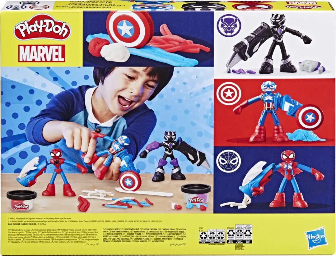 Play-Doh Marvel Heldenavonturen Speelset - 12 Stuks - Spider-Man/Black Panther/Captain America