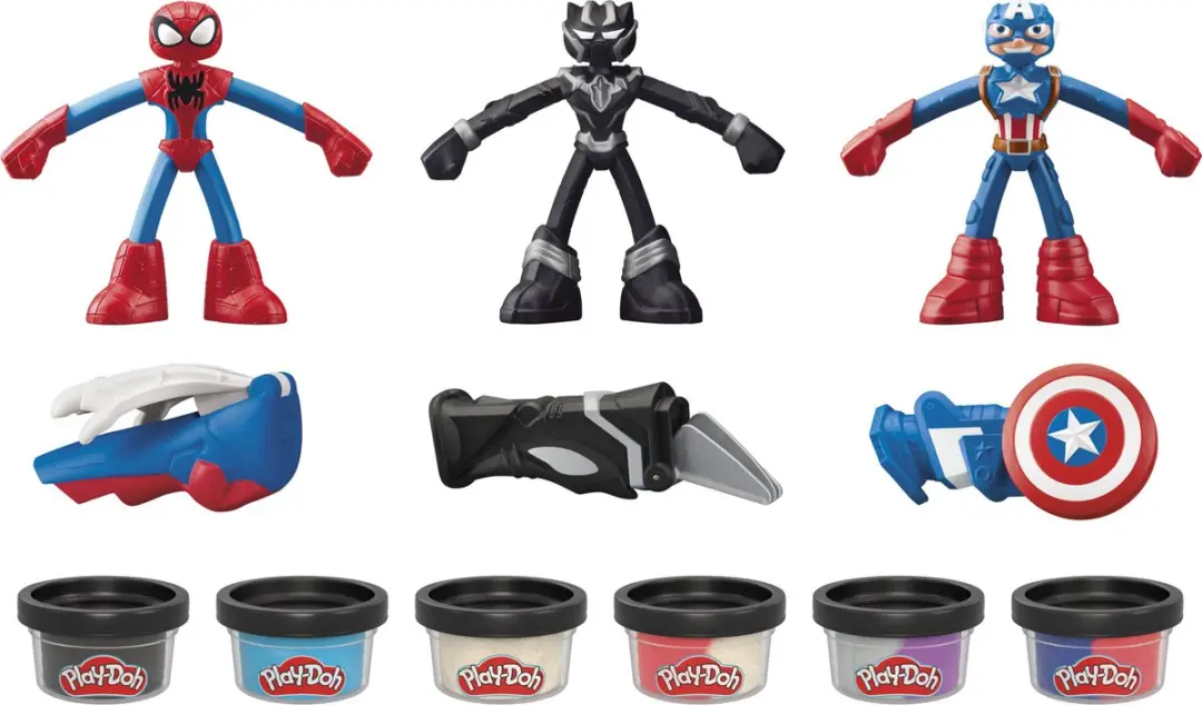 Play-Doh Marvel Heldenavonturen Speelset - 12 Stuks - Spider-Man/Black Panther/Captain America