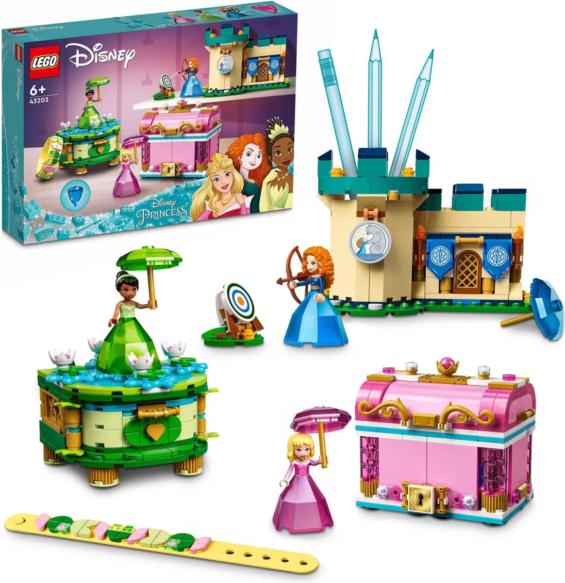LEGO Disney Princess Aurora Merida Tiana Betoverde Creaties 43203 - 558 Stukken - Multikleur