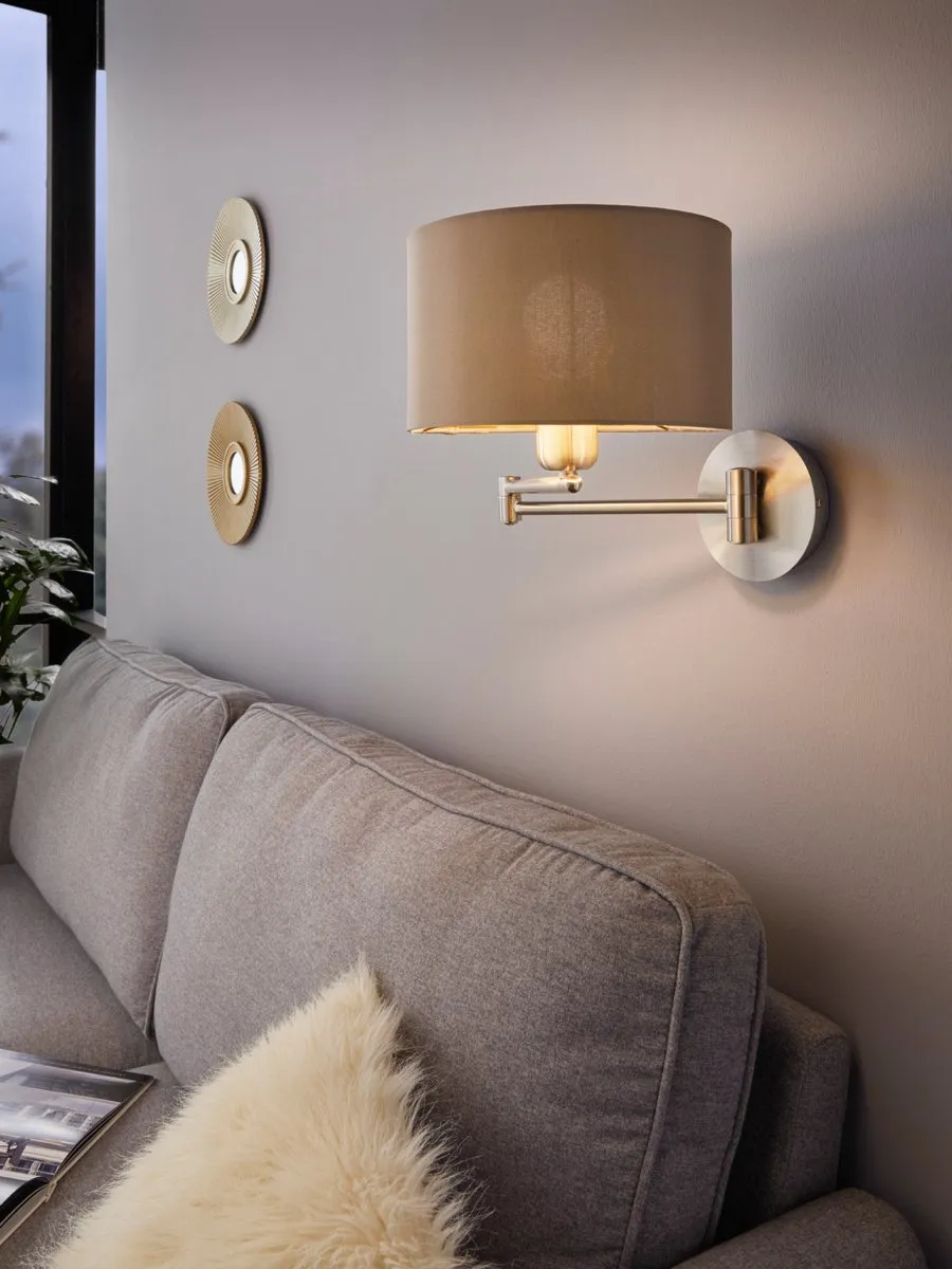 Eglo Maserlo Wandlamp 1 Licht - Ø230mm Nikkel-Mat Taupe/Goud - afbeelding 6 van 6