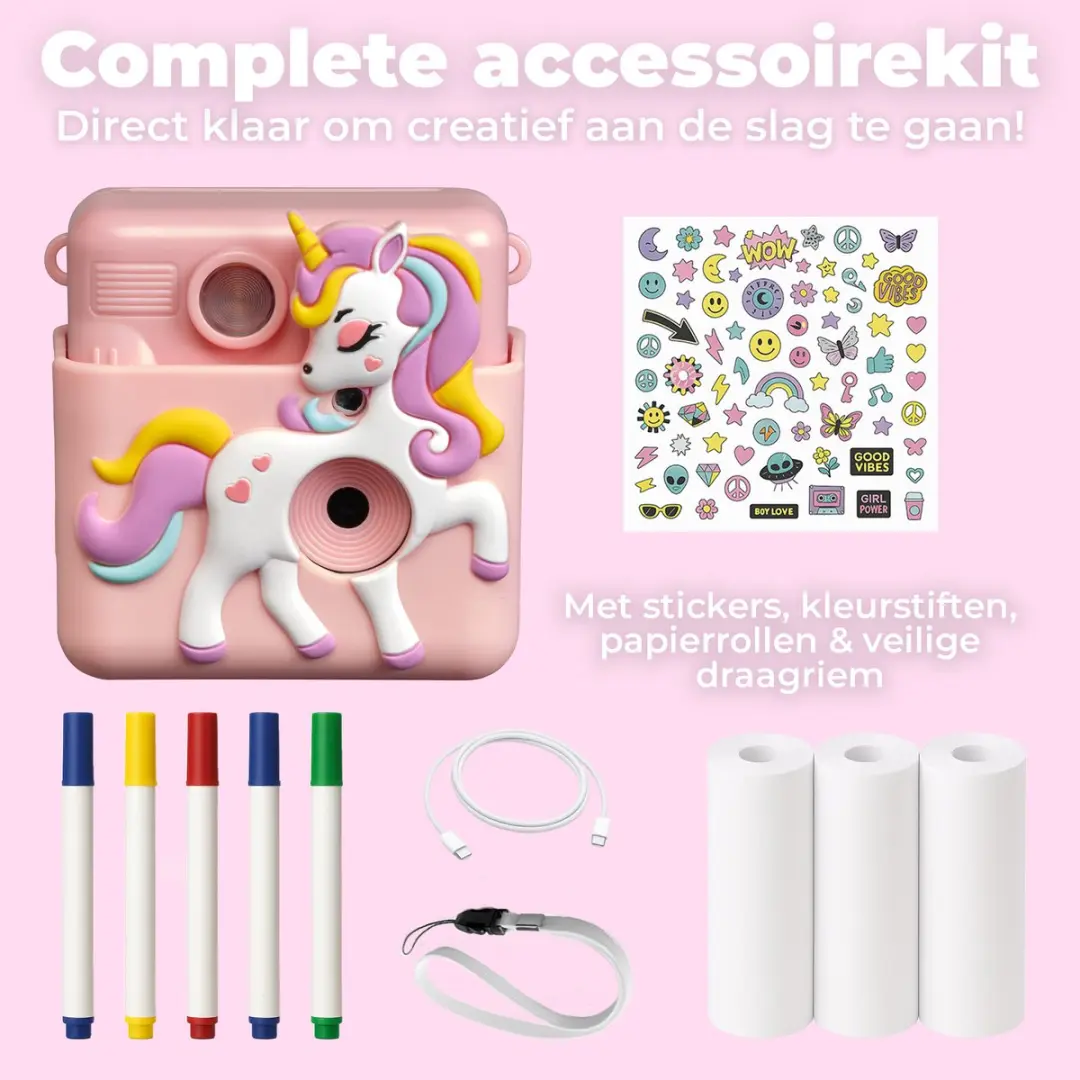 Denver KPC1363 Kindercamera 48MP - Roze Unicorn