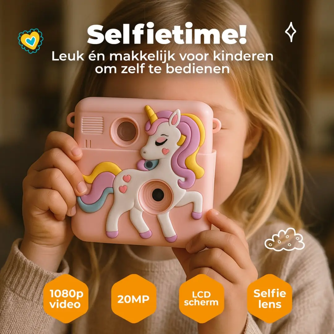 Denver KPC1363 Kindercamera 48MP - Roze Unicorn