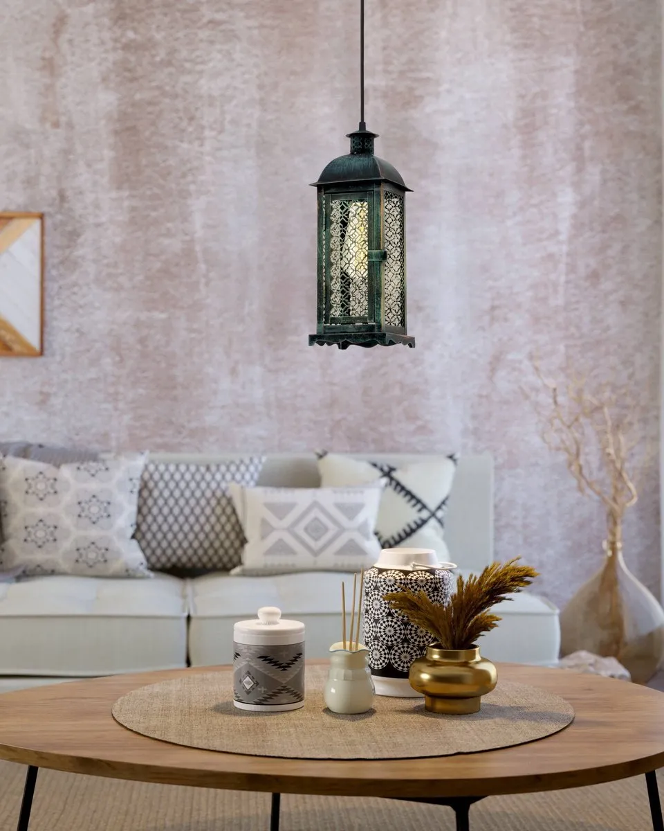 Eglo Vintage Lisburn Hanglamp - 1 Licht - Patina Groen