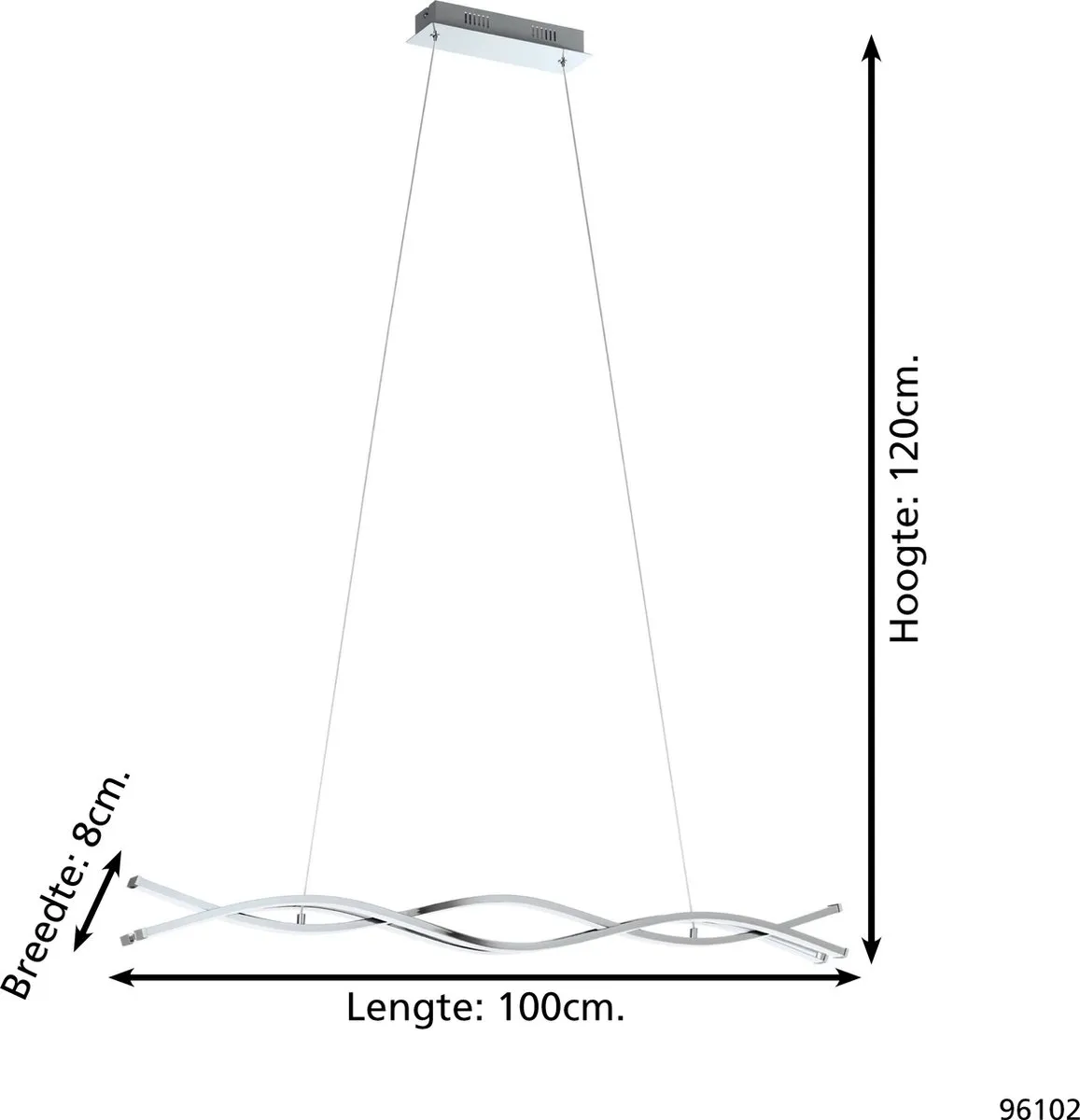 Eglo Lasana 2 Hanglamp - 3 Lichtpunten - Chroom - afbeelding 6 van 6