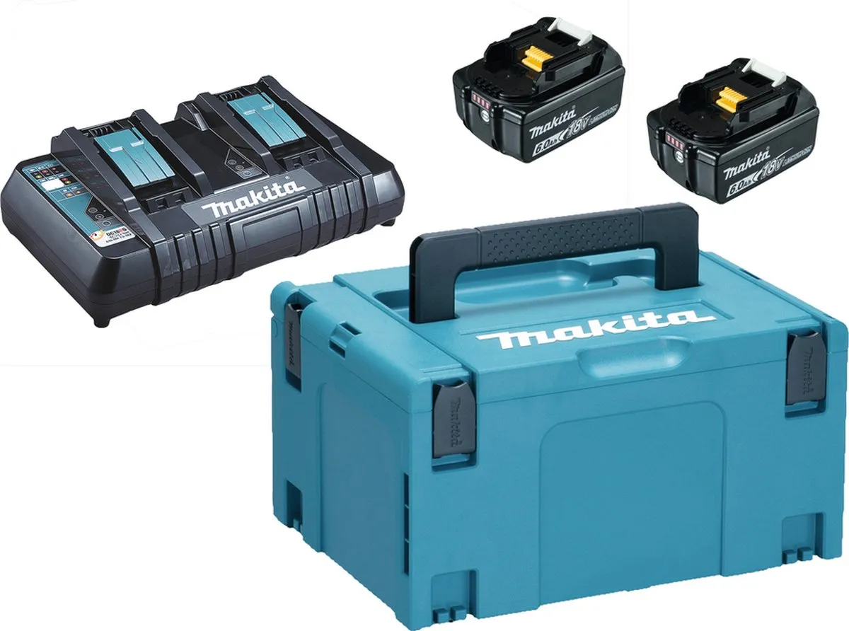 Makita 18V Accu Starterset DC18RD 2xBL1860B - 2 Accu's