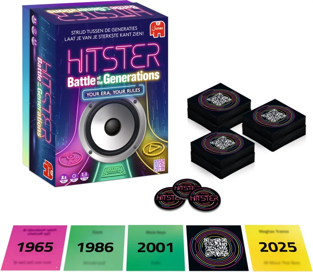 Hitster Battle of the Generations Partyspel - 420 Kaarten - 12 Spelers