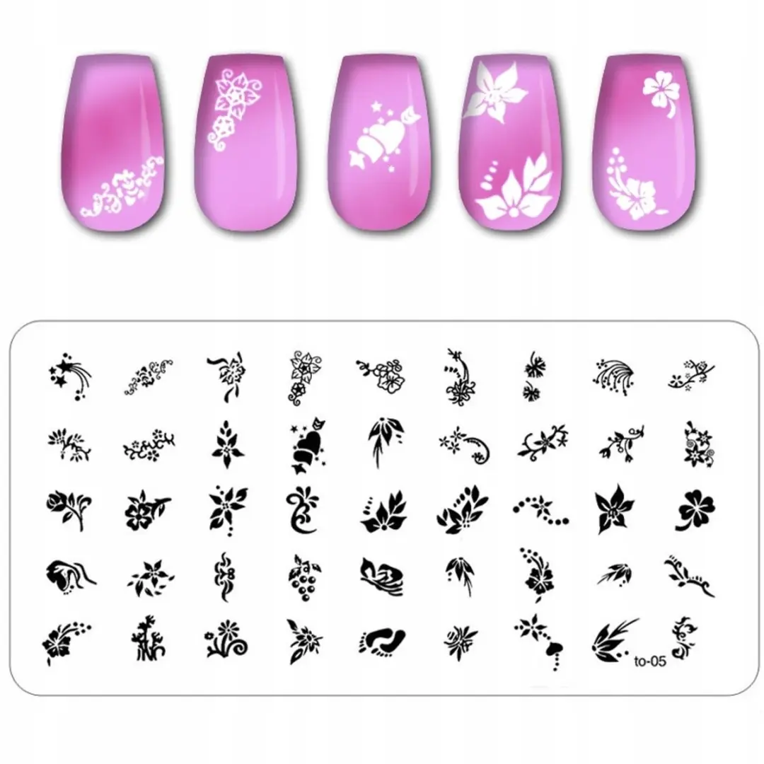 Born Pretty Stempele Plaat Kwiatki/Ornament/Serce 12x6cm