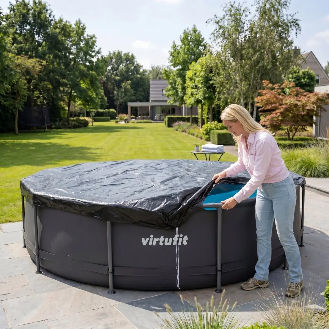 VirtuFit Zwembad Afdekzeil Ø305cm - Zwart
