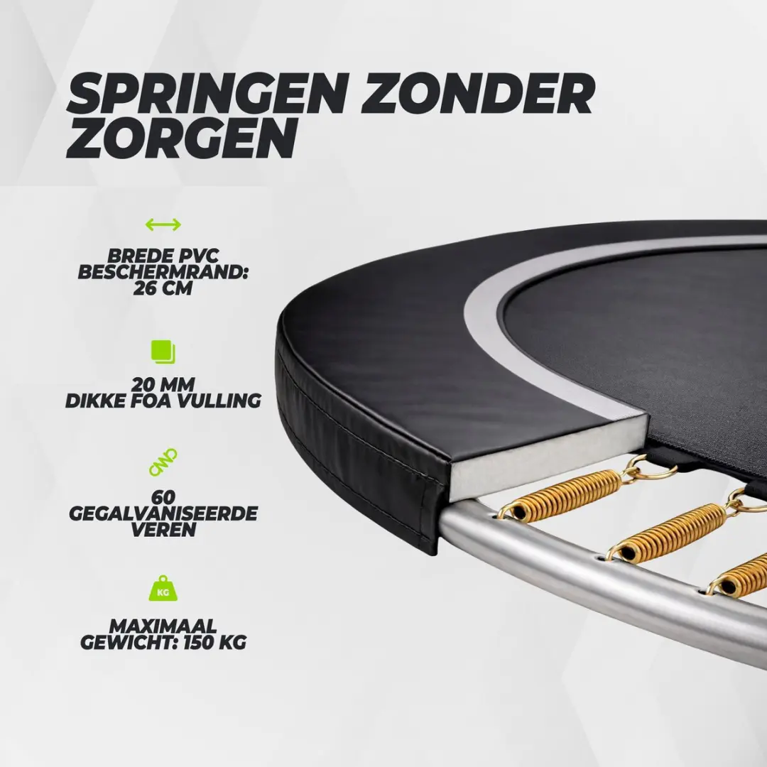VirtuFit Premium Trampoline VF06003-305 - Ø305cm - Zwart