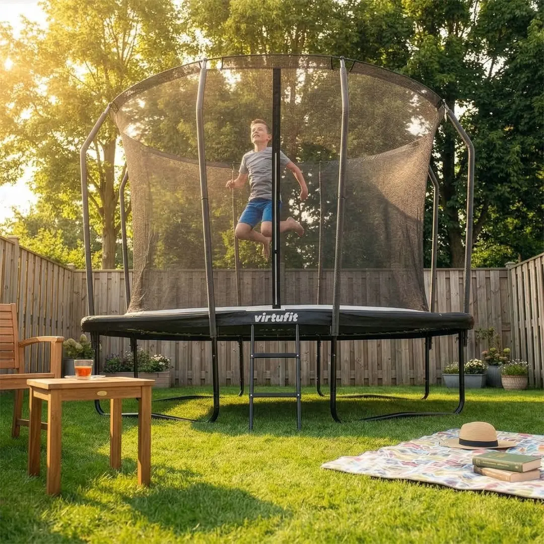 Virtufit Rechthoekige Trampoline 305x213cm - Zwart - Incl. veiligheidsnet - afbeelding 6 van 6