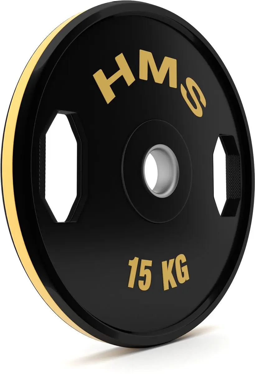 HMS Olympische Halterschijf Set 2x15kg - Geel - afbeelding 6 van 6
