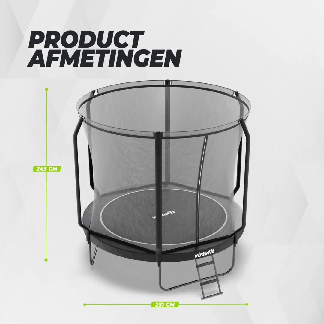 Virtufit Premium Trampoline VF06003-251 - Ø251cm - Zwart