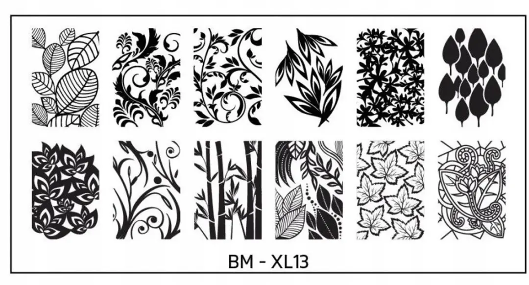 Born Pretty Nagelstempelplaat BM-XL13 Bladermotief - 12x6cm - Zilver - afbeelding 6 van 6