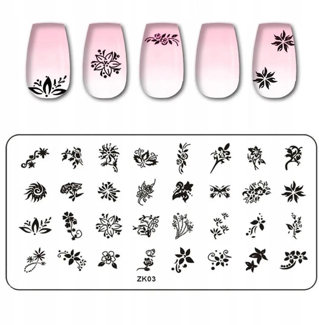 Born Pretty Nagelstempel ZK-03 Bloem- en Ornamentenpatroon