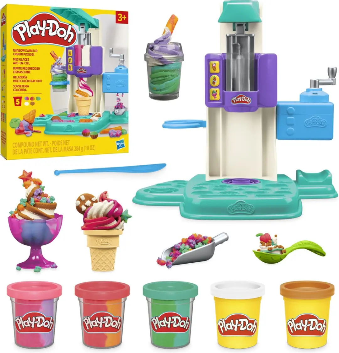 Play-Doh Rainbow Softijs Speelset - 5 Kleipotjes - Meerkleurig