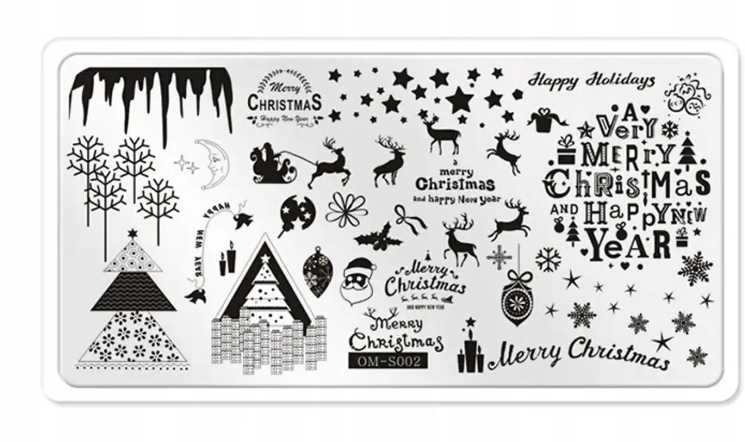 Born Pretty Nagel Stempelplaat OM-S002 Kerstmis - 12x6cm