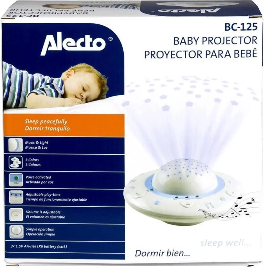 Alecto BC-125 Babyprojector - Rustgevende Slaapliedjes - Wit