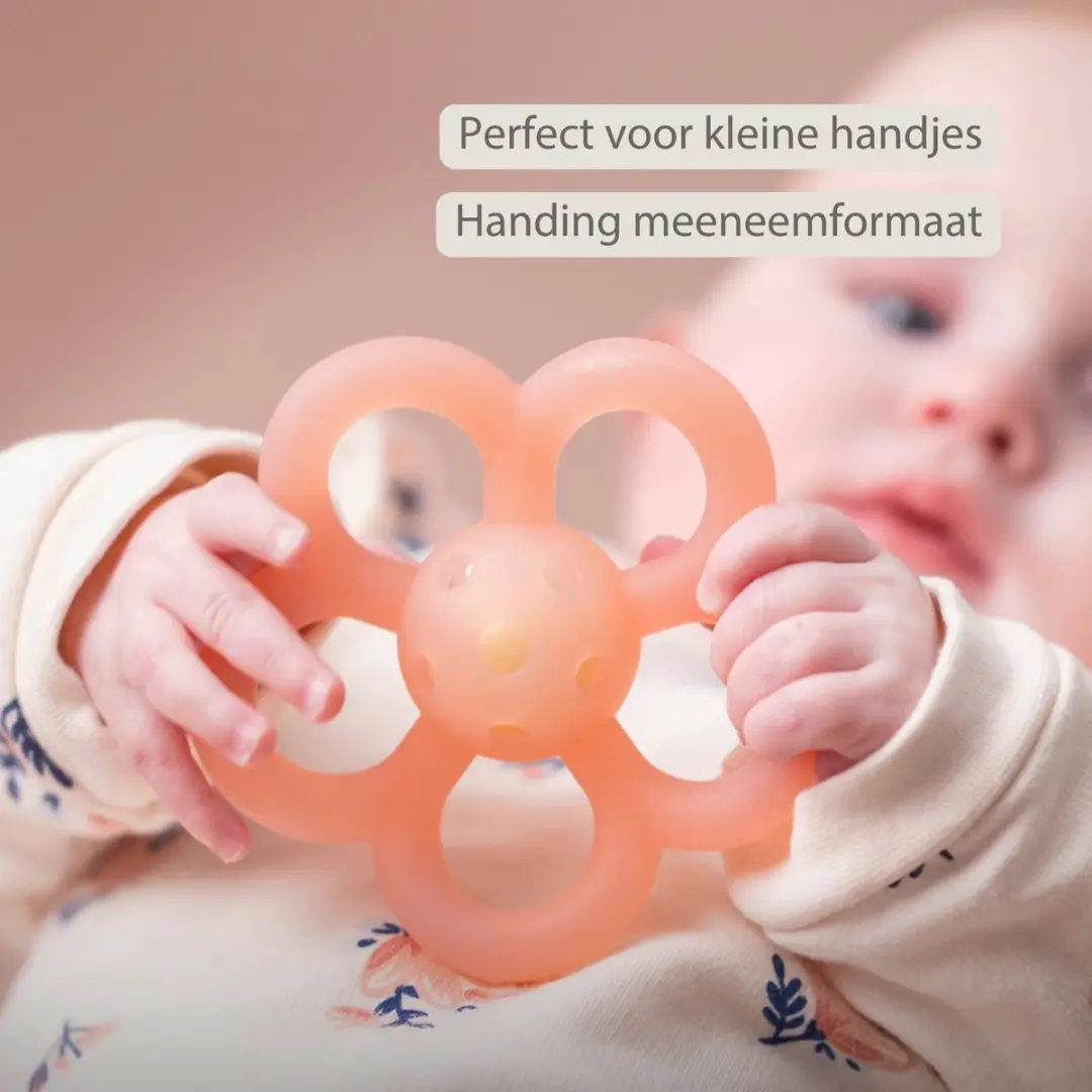 Nattou Silicone Rammelaar Bloem 10cm - Roze