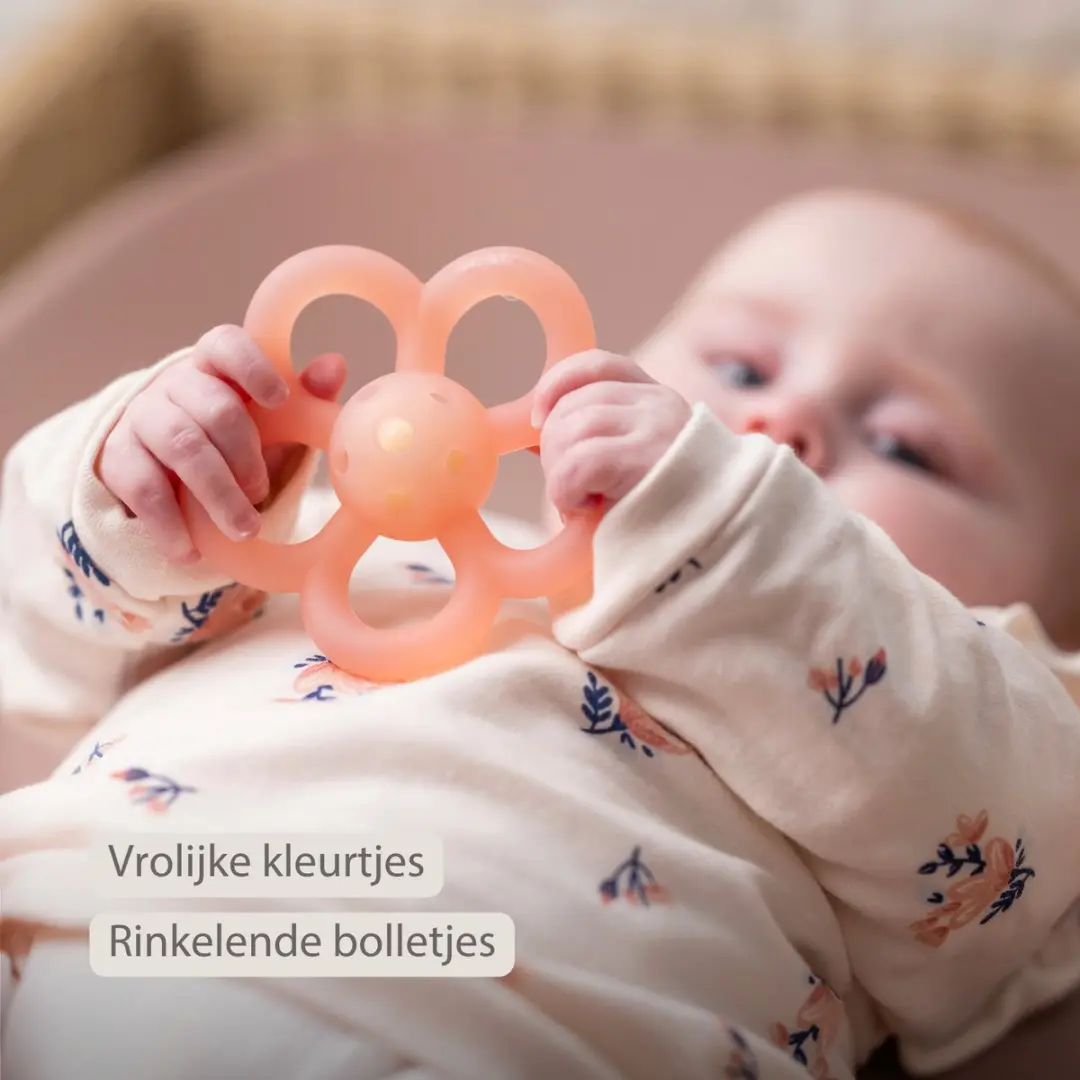 Nattou Silicone Rammelaar Bloem 10cm - Roze