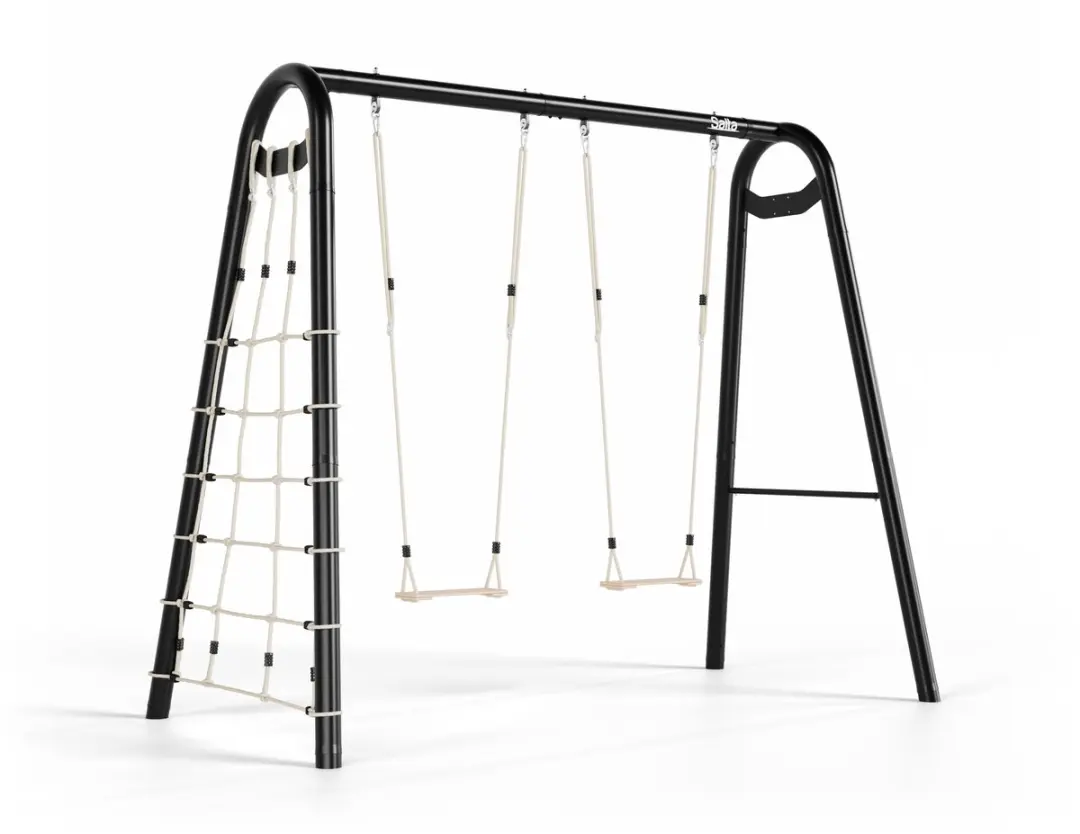 Salta Schommel L+ Set 2 - Klimnet & Duikelrek - Zwart