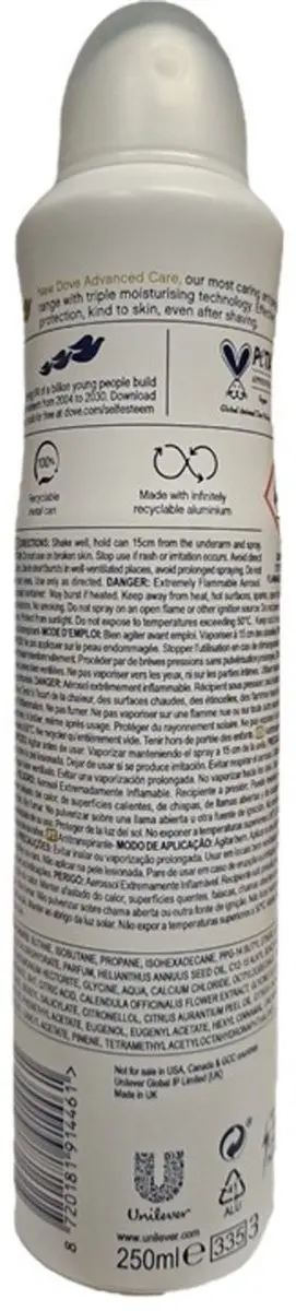 Dove Bodyspray Go Fresh Grapefruit 250ml - 72 uur