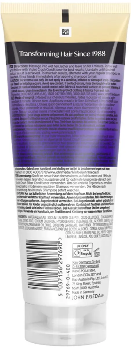 John Frieda Violet Crush Intensieve Paarse Shampoo 250ml