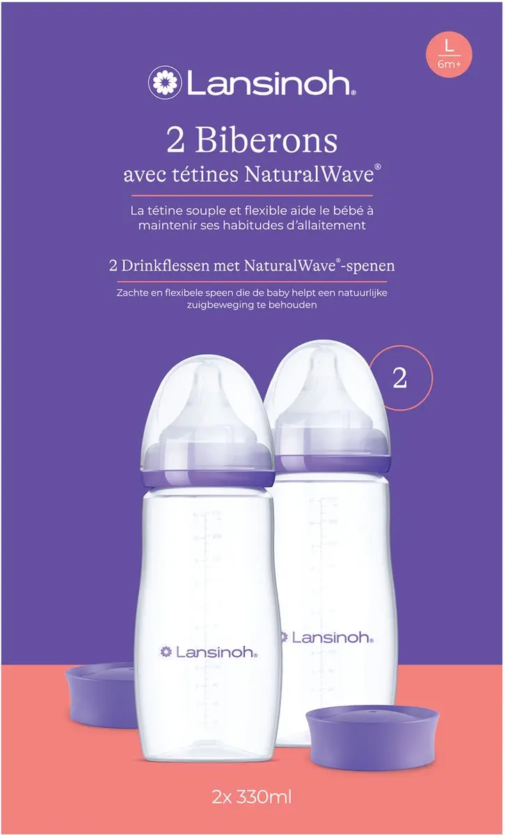 Lansinoh NaturalWave Fles 330ml - 2 Stuks