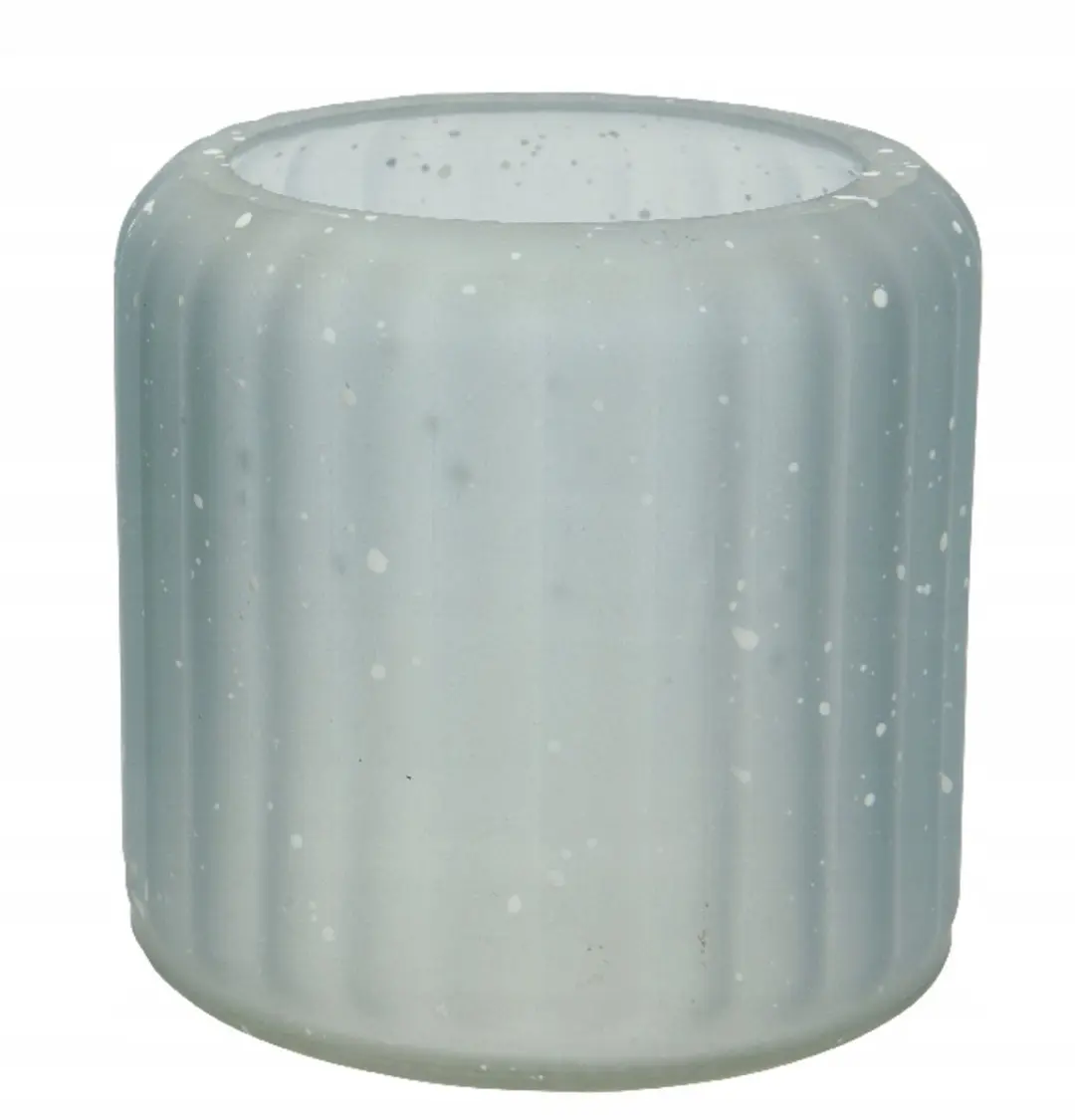 Kaemingk Decoratieve Glazen Kandelaars 7,5x8cm - Stippen - Blauw/ Groen