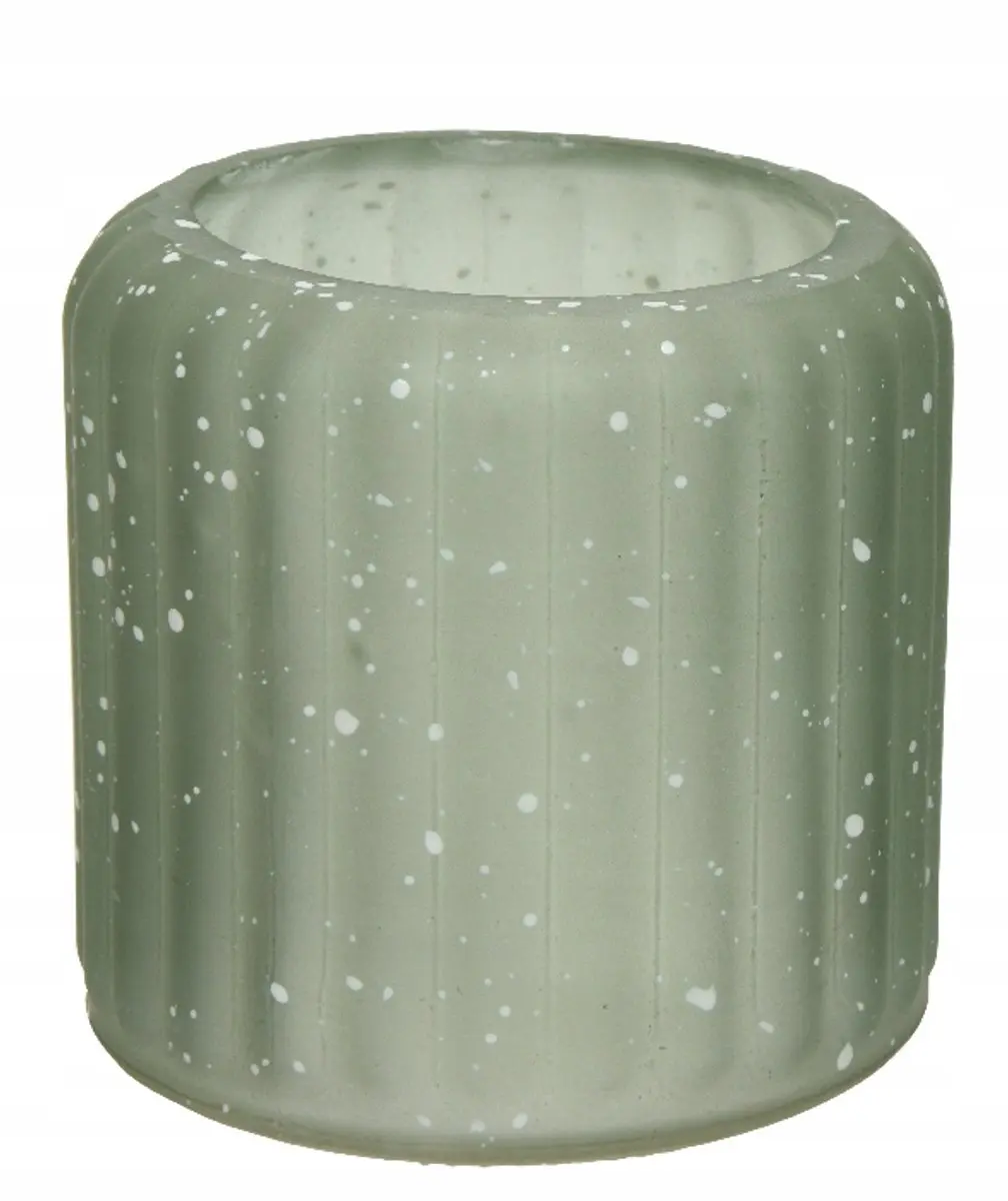 Kaemingk Decoratieve Glazen Kandelaars 7,5x8cm - Stippen - Blauw/ Groen