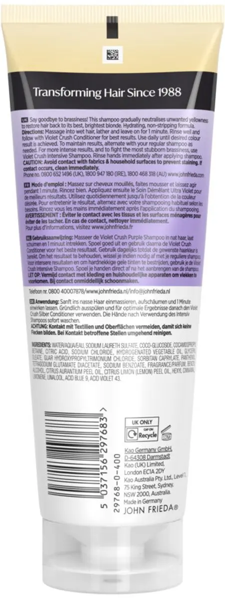 John Frieda Violet Crush Purple Shampoo 250ml