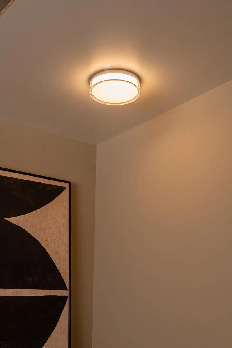 Lucide PLANO Plafonnière Badkamer - Ø23cm LED 11W 2700K/4000K IP44 - Opaal - afbeelding 6 van 6