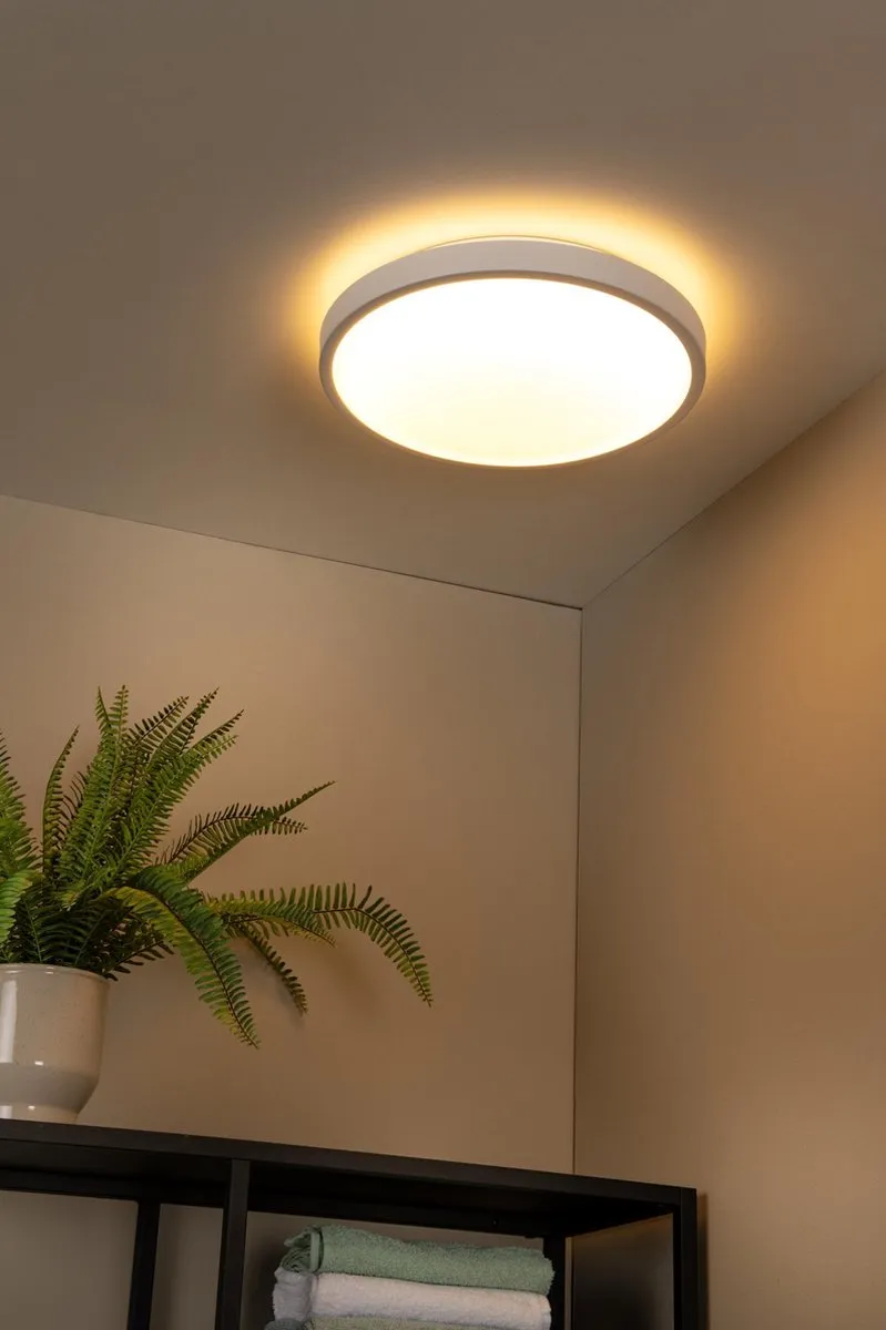 Lucide Dasher Plafondlamp Ø41cm LED 24W 2700K - IP44 Bewegingssensor Wit - afbeelding 6 van 6