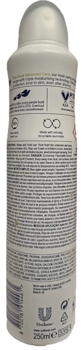 Dove Bodyspray Advanced Care Go Fresh - 1500ml (6x250ml) - Grapefruit