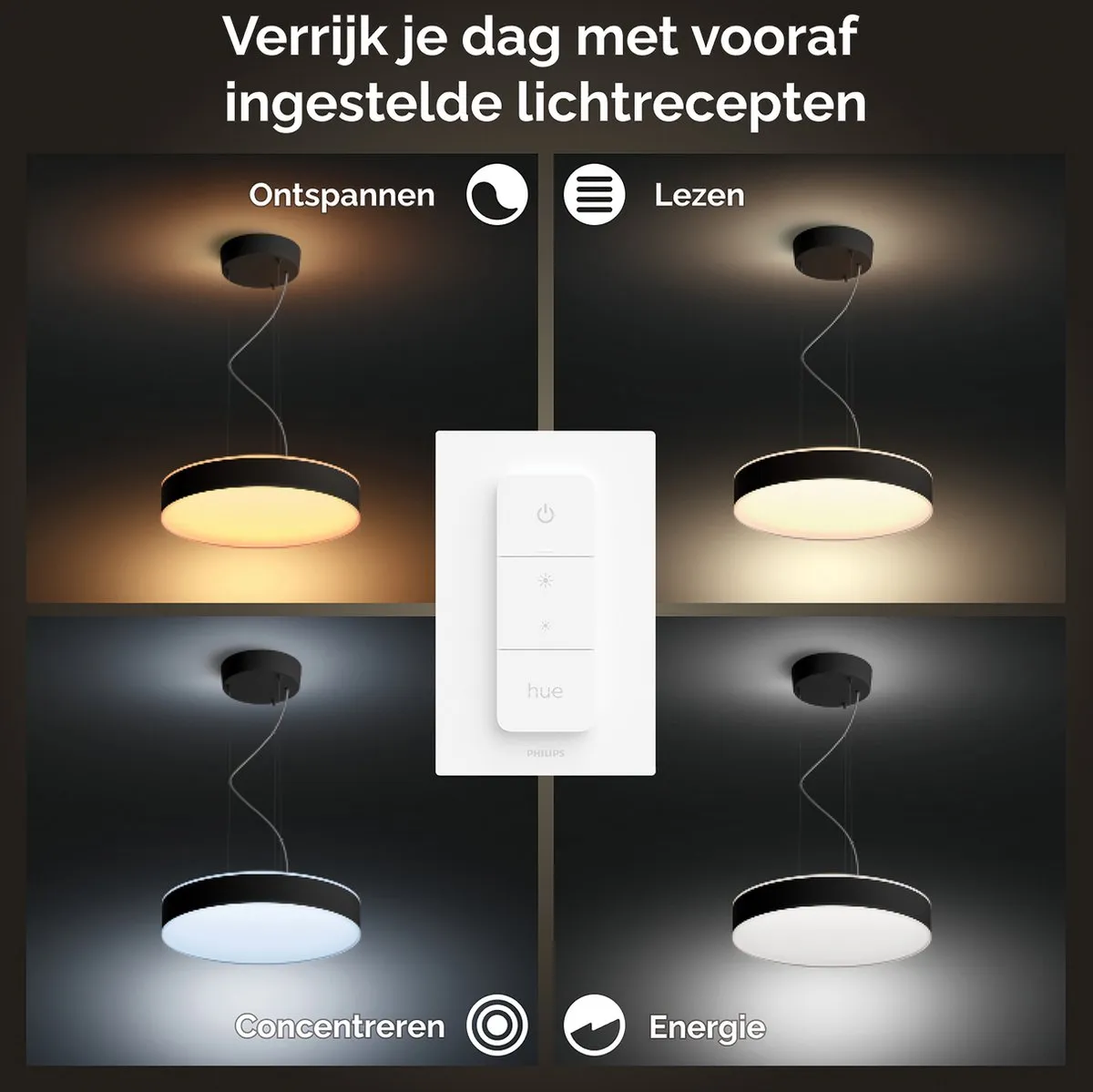 Philips Hue Enrave Hanglamp - Zwart - 1 Dimmer Switch