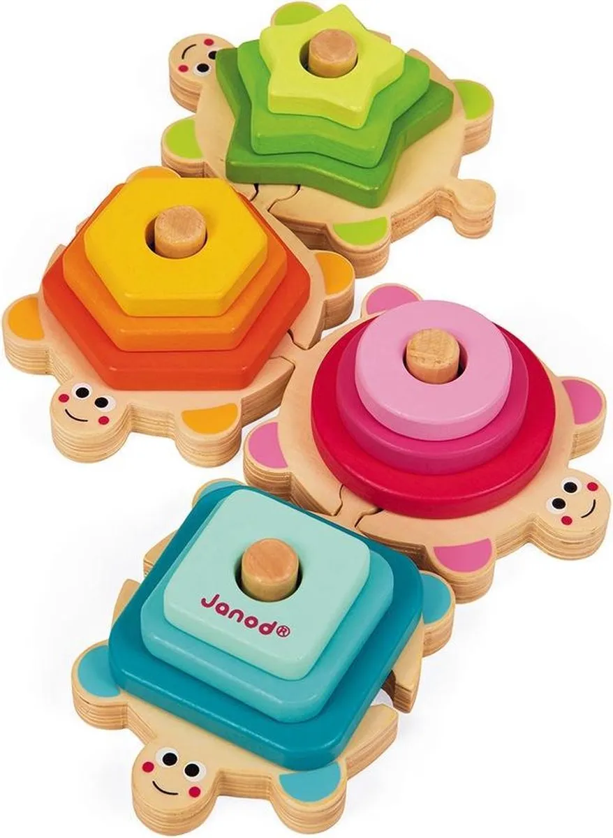 Janod I Wood Stapel Schildpadjes 5337 - 12 Stuks - Multi