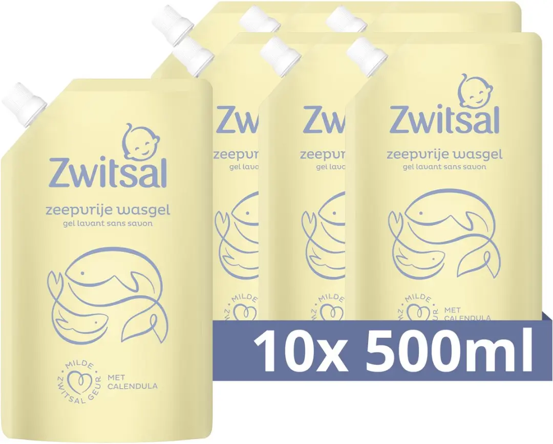 Zwitsal Zeepvrije Wasgel Navulverpakking 10x500ml