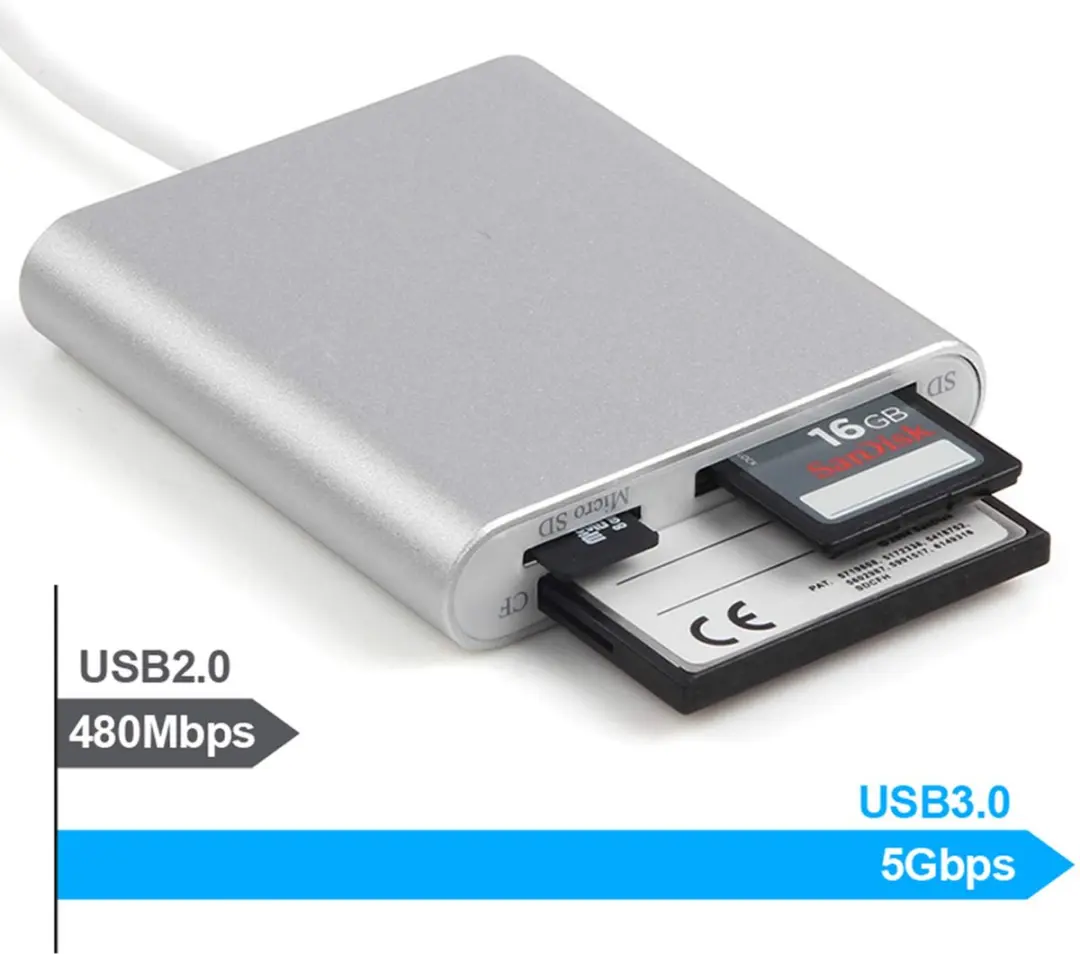 Unitek Y-9313 Geheugenkaartlezer USB 3.2 Gen 1 - Zilver - afbeelding 6 van 6