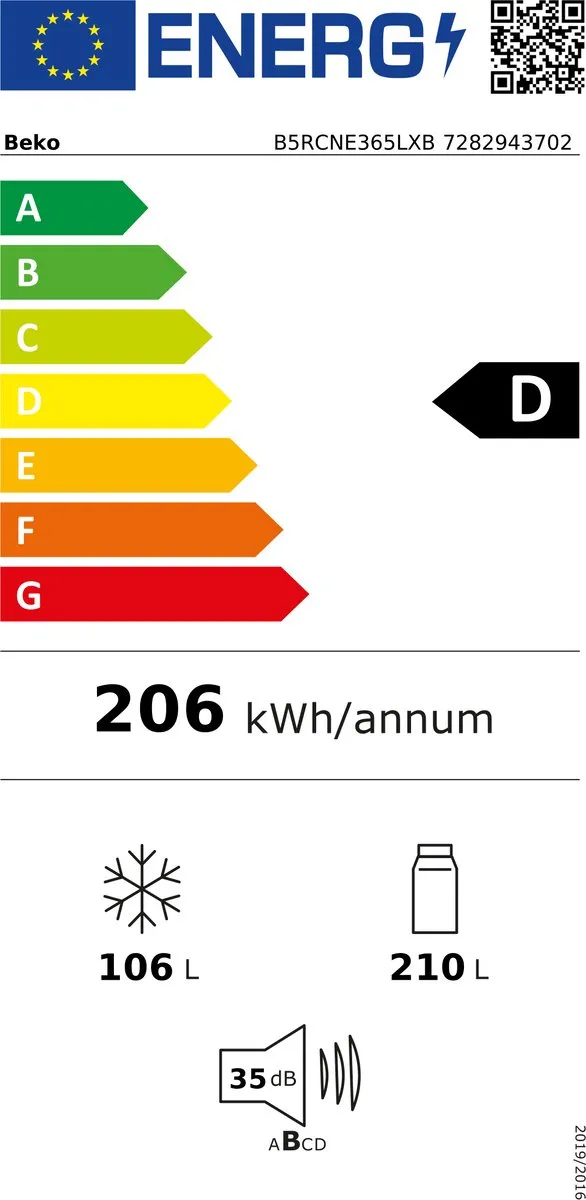 Beko B5RCNE365LXB Vrijstaand Koel-vriescombinatie 316L - Metallic