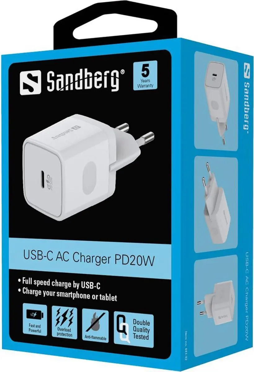 Sandberg 441-45 Snellader USB-C 20W - Wit