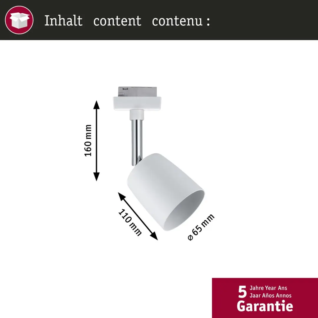 Paulmann URail Railspot Cover GU10 10W - Wit/Chroom