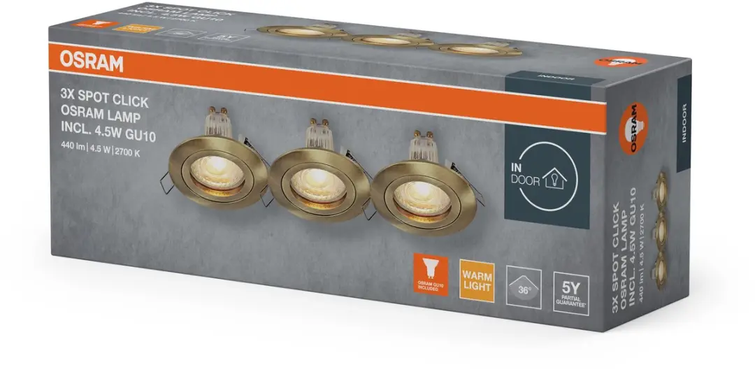 Osram Spot Set GU10 4,5W 2700K Green Brass - 3 Stuks