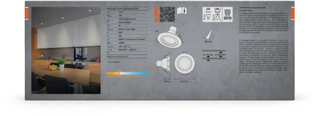 Osram Spot Set LED GU10 4,5W 2700K - 3 Stuks - Satijn nikkel