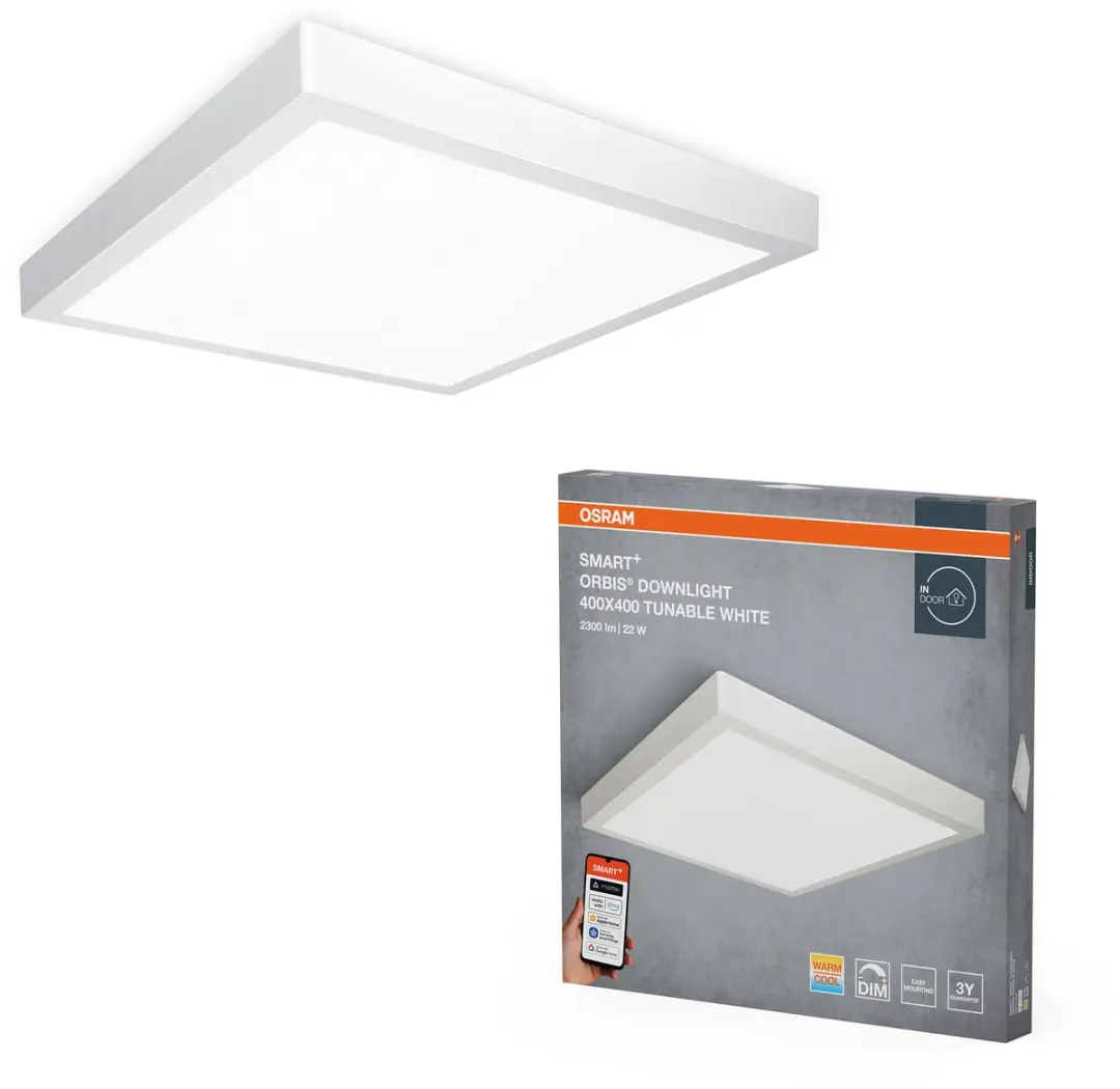 Osram SMART+ Matter Orbis LED Downlight 22W 1800lm - 400x400mm Wit