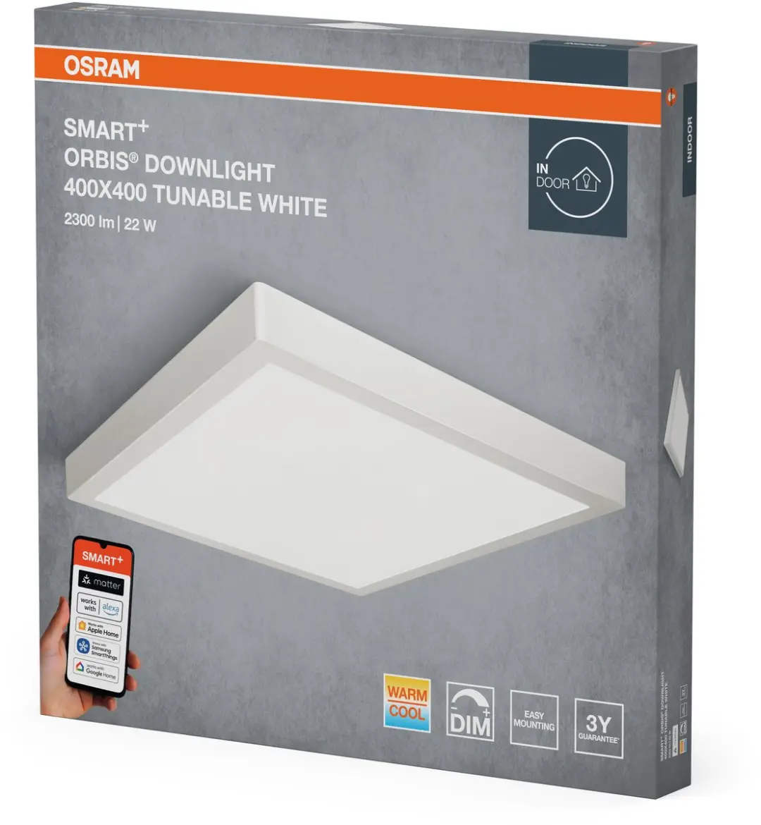 Osram SMART+ Matter Orbis LED Downlight 22W 1800lm - 400x400mm Wit - afbeelding 6 van 6