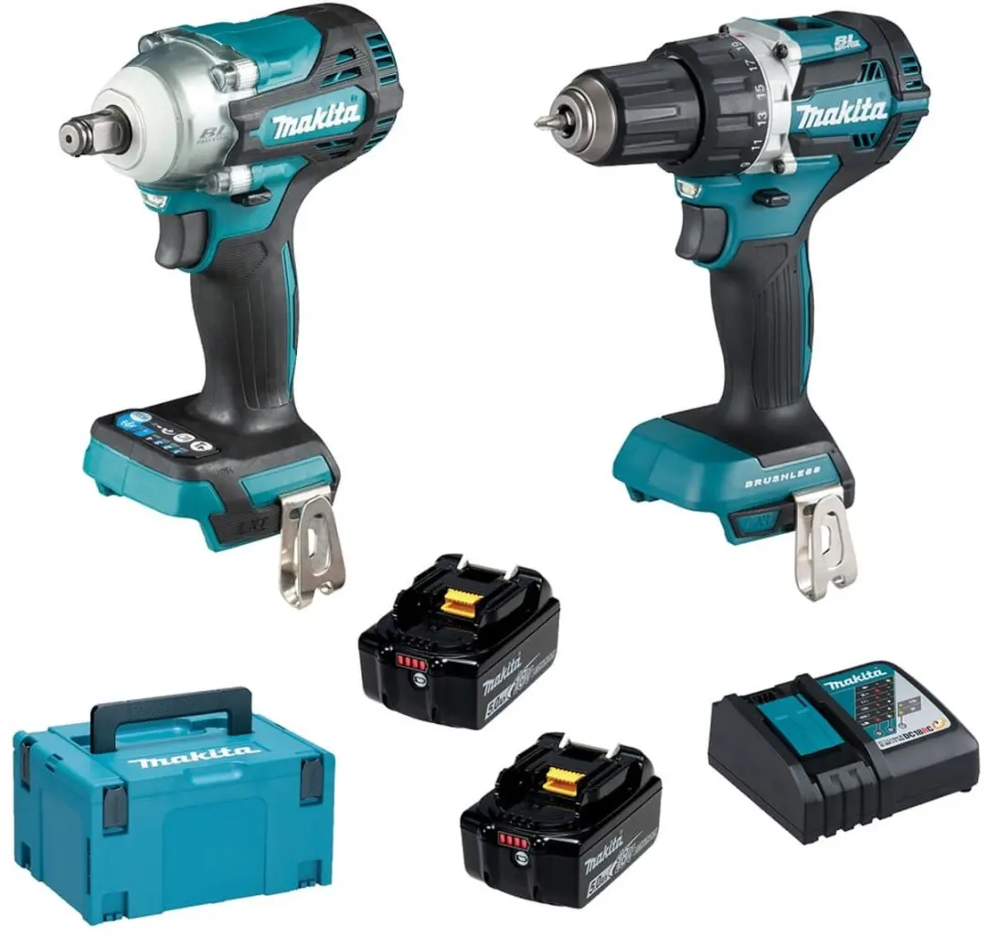 Makita DDF484 + DTW300 Accu Slagmoersleutel & Boormachine 18V 5.0Ah - afbeelding 4 van 6