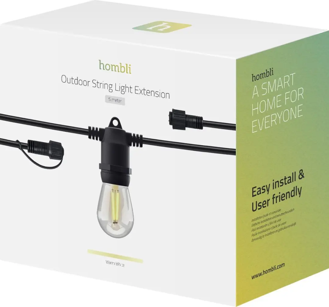 Hombli Lichtsnoer Buiten Uitbreiding 5m - 10x Warm Wit 2700K - IP65