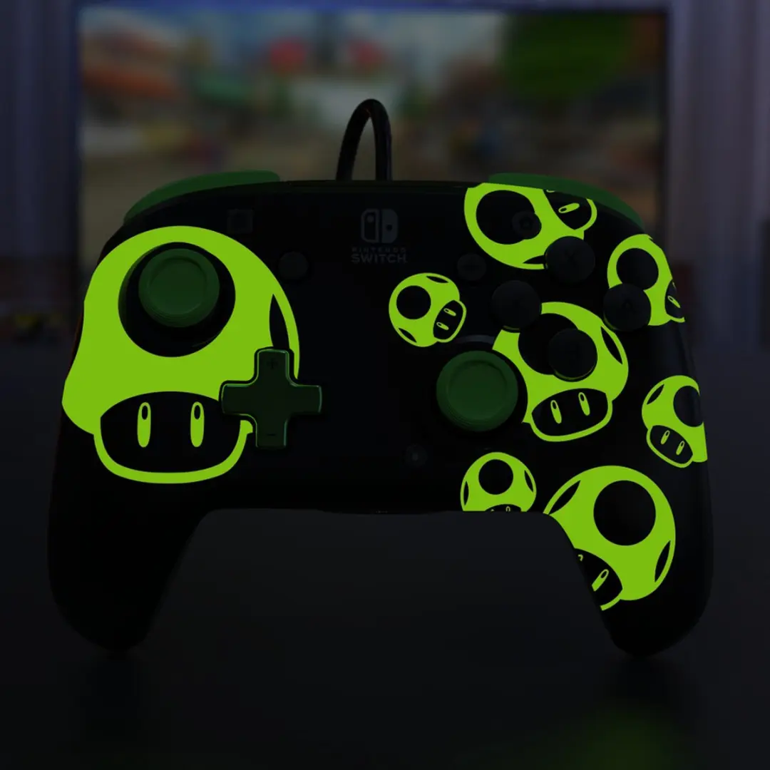 PDP Rematch Glow Gaming Controller 500-134-GID - 1-Up Mushroom