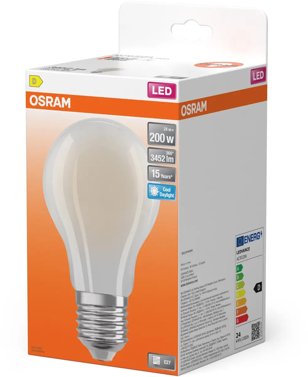 Osram LED STAR CLASSIC A 200 Filament - 24W 3452lm Koel wit - Mat